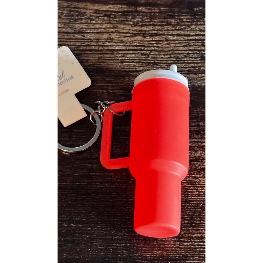 Crystal Collection Neon Orange Silicone Tumbler Keychain Mini Mug Charm